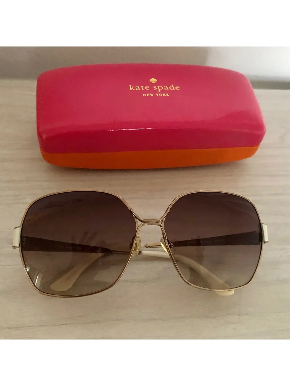 Kate Spade DARI/S Oversized Square Aviator Sunglasses Gold Brown Gradient